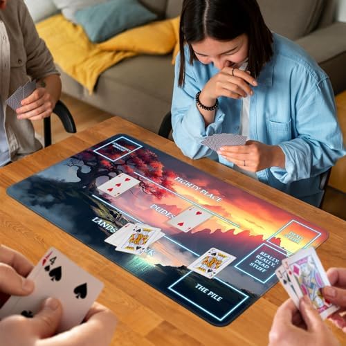 for MTG Game Playmat, for Magic TCG Rubber Play mat,Tabletop Card Playmats with Smooth Surface,Trading Card Inked Game Mat with White Zones,Battle Game,Art Tree Sky