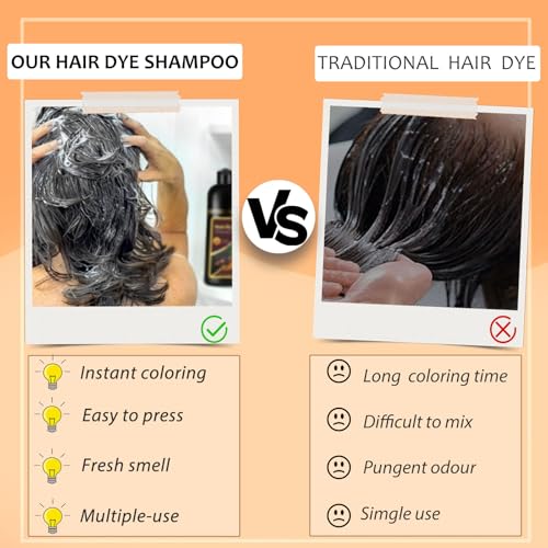 Hair Dye Shampoo Silver Gray, 3 in 1 Long-Lasting Hair Color Shampoo with Herbal Ingredients, Instant Magic Hair Dye, Easy Application Shampoo Para Canas for Women Men 16.9 Fl Oz