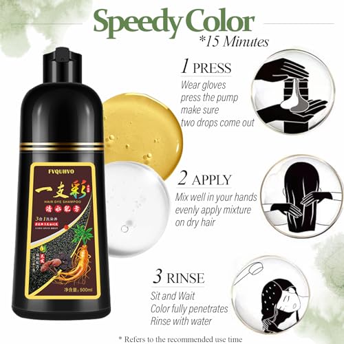Instant Wine Red Hair Dye Shampoo, 3 in 1 Burgundy Color Shampoo Hair Dye for Grey Coverage, Herbal Coloring Shampoo for Women Men, 16.9 Fl Oz