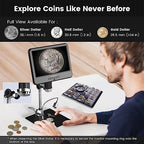 Andonstar AD210 10.1 Inch LCD Digital Microscope for Adults, Soldering Microscope for Electronics Repair, Coin Microscope Camera Full View for Error Coins with Light, Biological Slides Kit, 32G Card