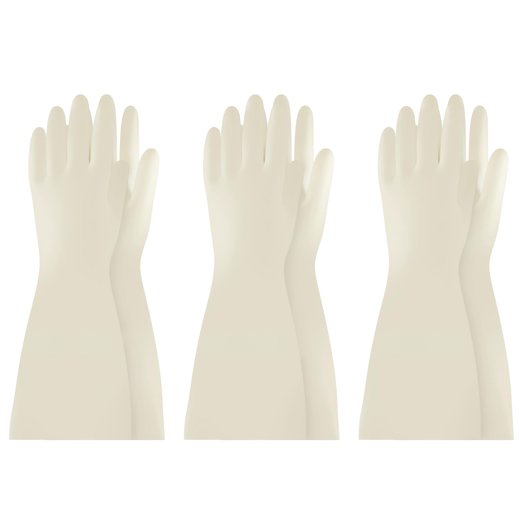 BOOMJOY Nitrile Cleaning Gloves, Long Cuff Dishwashing Gloves Heavy Duty, Reusable Medium Gloves for Kitchen, Bathroom, Gardening, Working, Pet Care - White, 3 Pairs, Size M