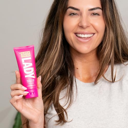 Whole Body Deodorant Lotion For Women by Super Fresh Lady | POWDER LOTION for Privates & Body to Stop Chafe & Odor | Aluminum Free | Coconut + Vanilla Scent | 4oz (2pk)