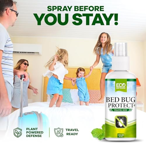 Eco Defense Bed Bug Spray Travel Size - TSA Approved 3 oz – Travel Essentials for Hotel, Cruise, Vacations - with Natural Essential Oils