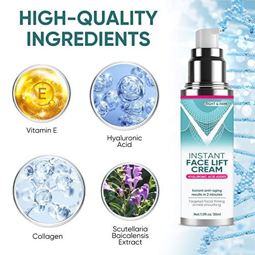 Instant Face Lift Cream, Mild Face Lift Tightening Cream with Plant Extract, Neck, Eye Anti-aging Serum, Visibly Firming Loose Sagging Skin, Smoothing Wrinkles, Fine Lines & Puffiness in 2 Minutes