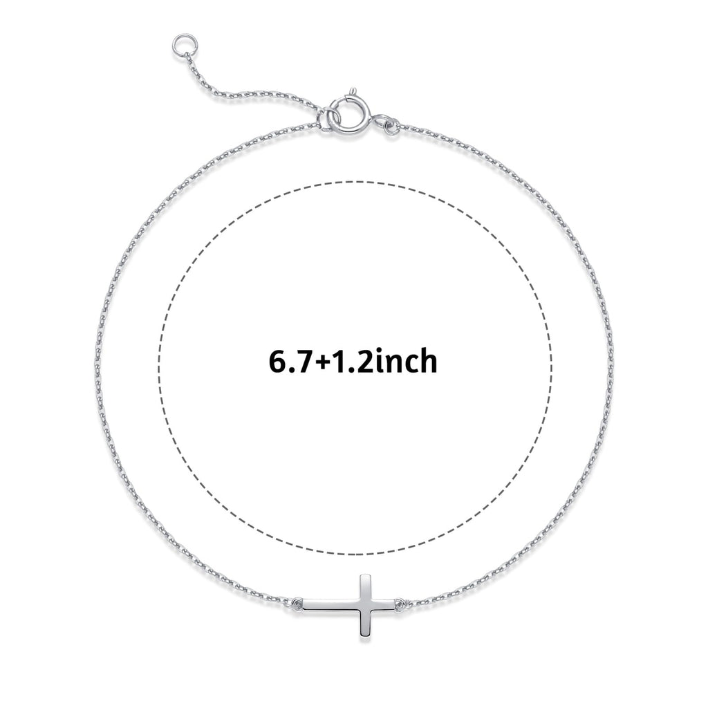 LUCA SMITH Cross Pendant Bracelet - Elegant Jewelry for Men & Women,925 Sterling Silver, Adjustable Chain Stackable Bracelets (silver)
