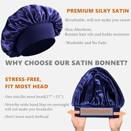 Bonnet for Men,Silk Bonnet for Men for Sleeping,Matching Durag and Bonnets Set for Couples,Mens Bonnet for Curly Hair,Braids