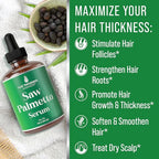 Saw Palmetto Serum for Hair Growth and Thickening - With Rosemary, Peppermint, Pumpkin Seed Oils. Vegan Moisturizing and Strengthening Scalp Treatment for Women, Men, Weak, Dry, Frizzy Hair 2oz