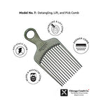Chicago Comb Model 7 Carbon Fiber Pick Comb, for Long Thick Curly & Afro Hair Styles, Black Color, 6 inches (15 cm)