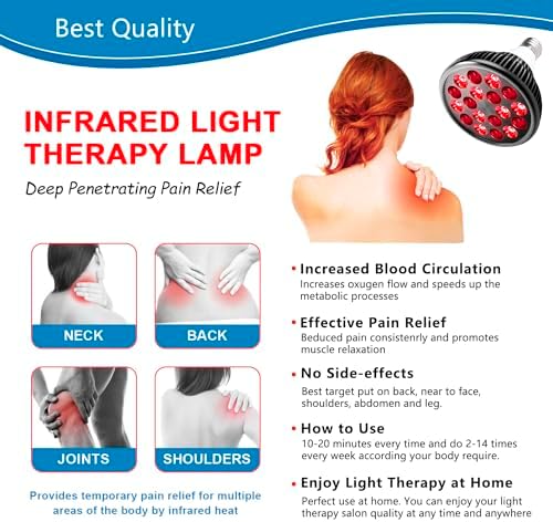 Wolezek Red Light Therapy Lamp with Lamp Holder, 660nm Red and 850nm Near Infrared Combo Wavelength LED Red Light Bulb, Red Light Therapy Device for Face and Body, Aluminium Shell, E27/E26 Standard