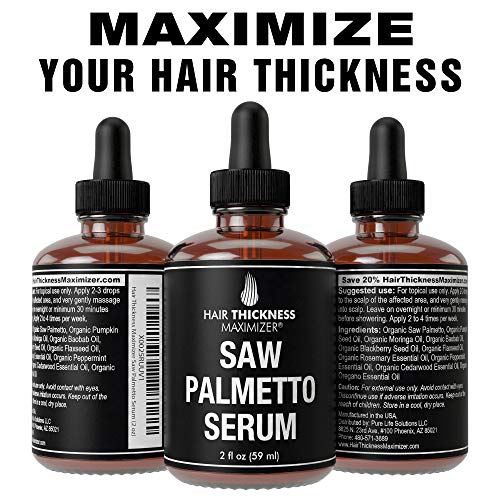 Saw Palmetto Oil For Hair Growth. Hair Thickening + Moisturizing For Women, Men. Vegan Hair Growth Serum Scalp Treatment For Dry, Frizzy, Weak Hair, Hair Loss. With Pumpkin Seed Oil Unscented 2oz