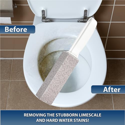 Amazon Brand | 6 Pack Ring King Pumice Stone Toilet Bowl Cleaner with Handle | Effectively Removes Stubborn Limescale from Tile, Shower Door and Bathtubs. Best Calcium, Lime, and Rust Remover.