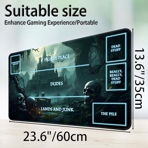 for MTG Game Playmat, for Magic TCG Rubber Play mat,Tabletop Card Playmats with Smooth Surface,Trading Card Inked Game Mat with White Zones,Battle Game,Skull Castle