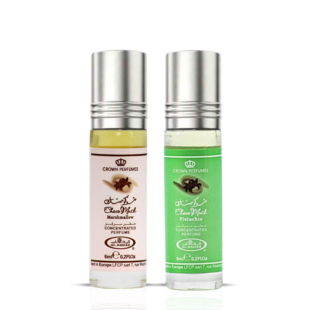 Al-Rehab Choco Musk Marshmallow & Pistachio 6ml (0.2 oz) | Sweet Gourmand Fragrance | Chocolate, Vanilla, Fruity & Nutty Scents | Long-Lasting Roll-On Fragrance Oils (Bundle)