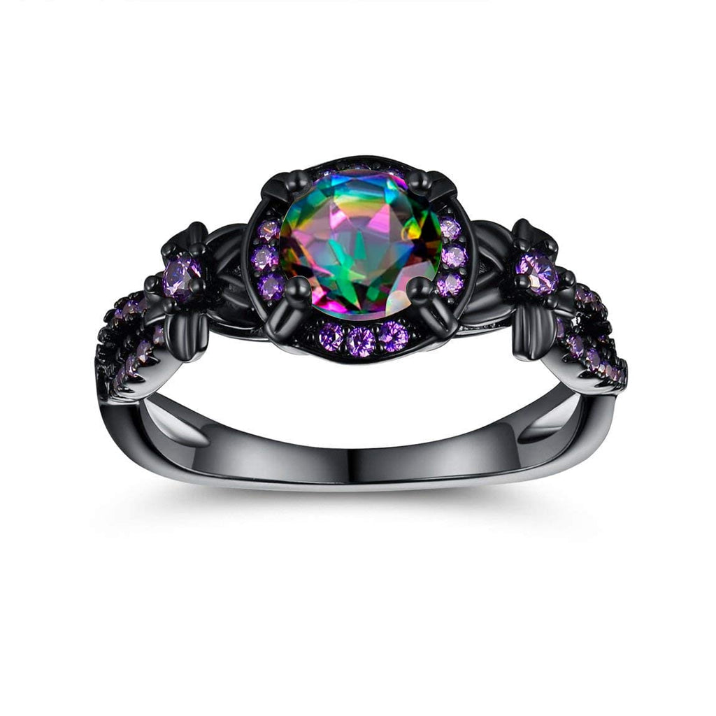 Womens Rings Size 8,Mystic Topaz Gemstone Promise Engagement Wedding Band