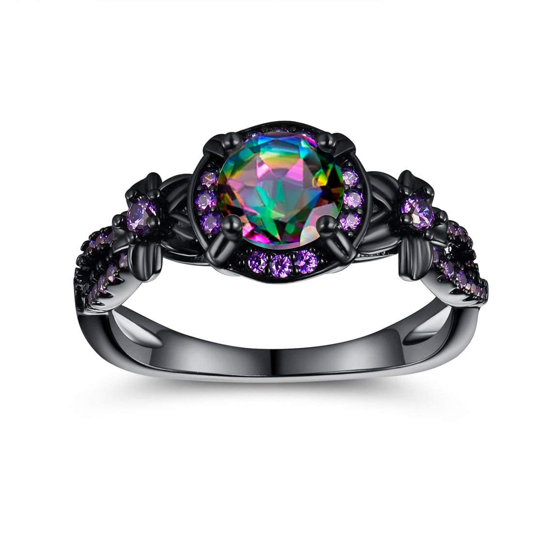 Womens Rings Size 8,Mystic Topaz Gemstone Promise Engagement Wedding Band