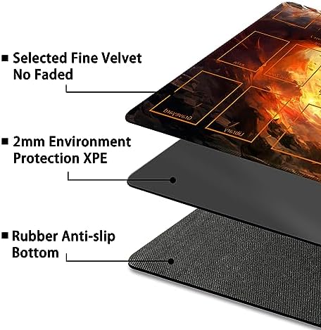 Playmat for MTG, with Free Storage Bags,Game Mat 24 x 14 inches, TCG and Board Game Mat for Cards,Mousepad Desk Mats (with Zones,Magic Mat 3)