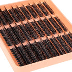 JIMIRE 300Pcs Lash Extension Kit 60D+80D+100D Thick Mink Eyelash Extension Kit with Lash Bond and Seal and Tweezers Fluffy D Curl 10-18MM Lash Clusters Kit DIY Individual Lashes Beginners Friendly