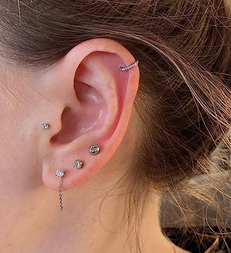 QWALIT Disposable Ear Piercing Kit Silver Ear Piercing Gun Kit Self Piercing Earrings Piercing Kit Earring Gun Piercing Kit with Earring Studs Self Ear Piercing Kit Flat Back at Home