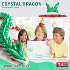 Large 3D Printed Dragon,24 Inch 3D Dragon Toys,Bigger Fidget Crystal Animals Toys, 3D Printed Articulated Animals for Home Office Car Desk Decor(Green White Red.24inch)