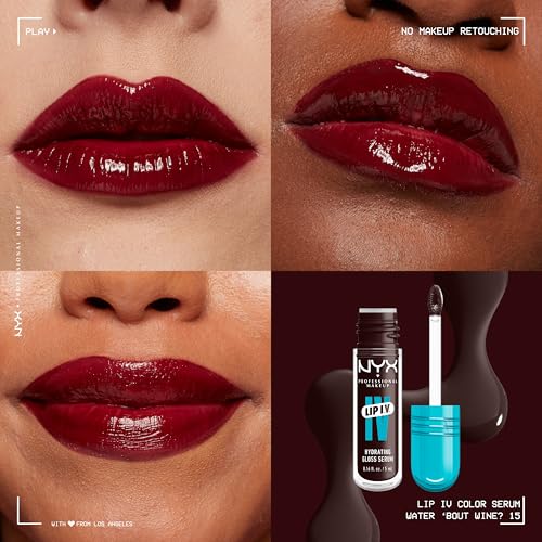 NYX PROFESSIONAL MAKEUP Lip IV Hydrating Glossy Lip Stain with 12HR Hydration - Water Bout Wine (Red)