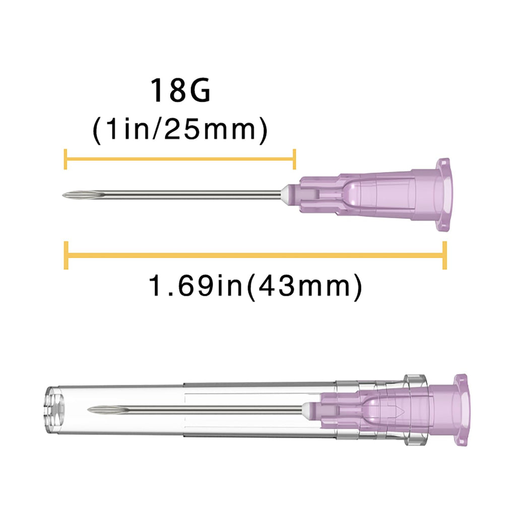 18 Gauge 1 Inch Needle (100Pack),Luer Lock Industrial Accessories Needles,Individually Wrapped