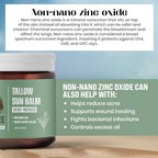 Herb-Infused Grass Fed Tallow Sun Balm SPF 30 (4 oz) | Non Nano Zinc, | Daily use Sun Balm for Face/Body | Beef tallow for skin | Deep moisturizing