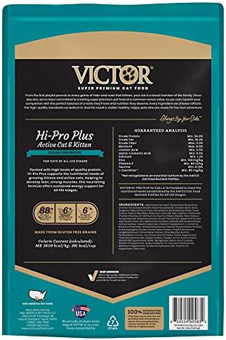 Victor Super Premium Cat Food – Hi-Pro Plus Active Cat and Kitten – Dry Cat Food for Active Cats – All Breeds and All Life Stages from Kitten to Adult, 5lb