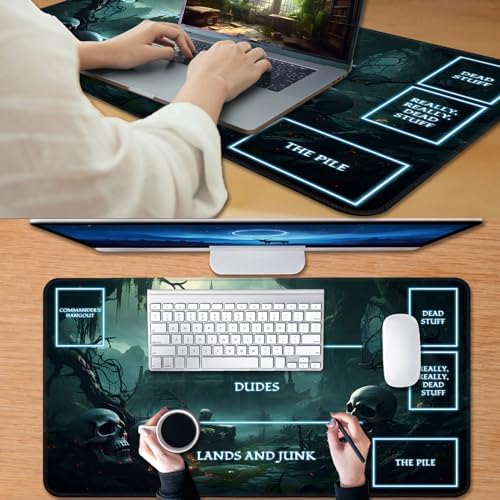 for MTG Game Playmat, for Magic TCG Rubber Play mat,Tabletop Card Playmats with Smooth Surface,Trading Card Inked Game Mat with White Zones,Battle Game,Skull Castle