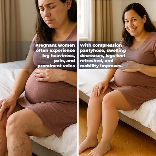 ABSOLUTE SUPPORT Plus Size Toeless Compression Tights for Women 20-30mmHg, Womens Opaque Compression Pantyhose with Plus Size for DVT, Reticular Veins, Superficial Thrombophlebitis, Black, 5X-Large