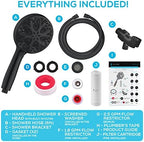 SparkPod 10-Mode Handheld Shower Head with Filter - 5" High Pressure Filtered Shower Head with Touch-to-Clean Nozzles, Built-In Power Jet, Stainless Steel 6ft Hose & Bracket (Black Matte)