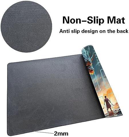 MTG Playmat Size 24x14in Free Storage Bags Non-Slip Backing Printing, Ideal for Card Game Enthusiasts TCG Playmat (with Zone,A Swordsman)