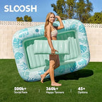 SLOOSH Inflatable Tanning Pool Lounger Float, 70" x 46" Pool Floats Adult with Pillow, 4 in 1 Suntan Tub Raft Floatie,Sunbathing Bed Lounge for Water Blow Up Kids Ball Pit Party Gifts, L-Cyan White
