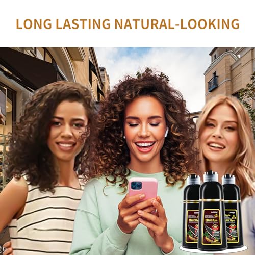 leorx Hair Dye shampoo 3 In 1, Dark Wine Red Instant Herbal Hair Color Shampoo Cover Gray Hair For Women&Men - Color Your Hair with Ease - Tintes Para El Cabello Profesional