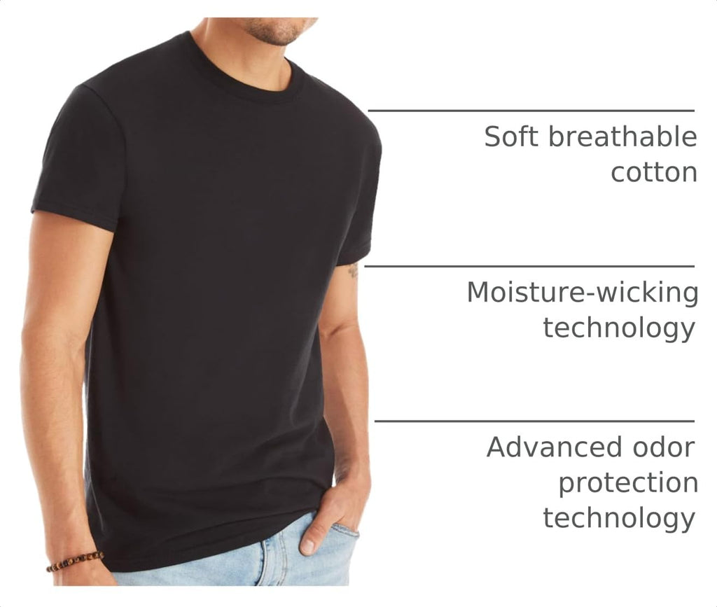 Hanes Mens Cotton, Moisture-wicking Crew Tee Undershirts, Multi-packs, Black/Grey/Blue Assorted - 6 Pack, Medium US
