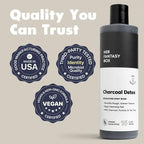 Her Fantasy Box | Charcoal Detox Exfoliating Body Wash – Activated Charcoal & Pumice Deep Cleanser with Tea Tree & Eucalyptus, Refreshing Exfoliation for Smoother Skin, Vegan & pH Balanced (8 oz)