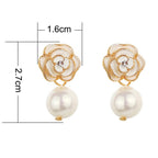 Fashion Design Faux Pearl Charm Flower Dangle Drop Earrings Studs For Women (White)