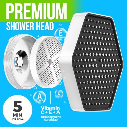 AquaHomeGroup Luxury Filtered Shower Head - High Pressure Rain Showerhead with Filter for Chlorine, Rust, Sediments - Water Filter Shower Head with Vitamin C E A - SPA Effect (Patent Pending) (White)