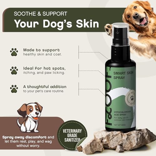 Hypochlorous Acid Spray for Dogs - Hot Spot Treatment & Allergy Relief - Dog Skin Anti Itching & Paw Licking Remedy - Wound Cleanser Spray (2.2 FL OZ) (Pack of 1)