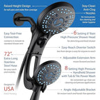 Hotel Spa AquaCare As-Seen-On-TV High Pressure Handheld/Rain 50-mode 3-way Shower Head Combo with Adjustable Arm - Anti-clog Nozzles, Tub & Pet Power Wash, 6 ft. Hose, Matte Black Finish