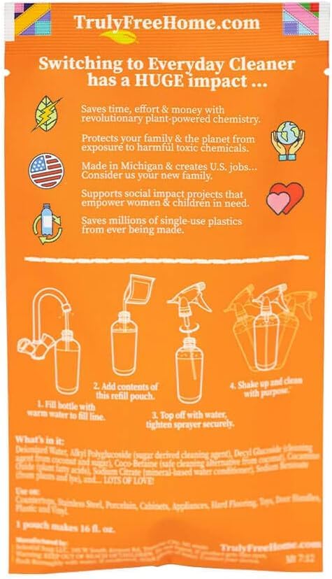 Truly Free Everyday Cleaner - Multipurpose Cleaner Spray, Kitchen Counter Cleaner, Natural Cleaning Products, Multi-Surface Household Solution - Pack of 3