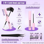 ALICE Natural Lash Extensions Kit Invisible Band Lash Clusters Kit Wispy10-14mm Eyelash Extensions C Curl Individual Cluster Lashes Kit with Lash Remover DIY at Home