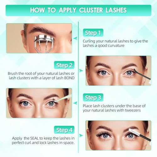 Bodermincer Cluster Lashes 240pcs Large Tray D Curl Individual Eyelashes False Eyelashes Extension DIY at Home (10D-20D Mixed)