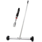 Toolwiz 17" Rolling Magnetic Sweeper 10lbs, with 8 lbs Telescopic Magnetic Pick Up tools with LED light–Lightweight Pick-up Sweeper with Wheels for Nails, Screws & Metal Debris Home Use Workshop