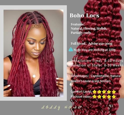 Burgundy Deep Wave Human Braiding Hair for Boho Braids 2 Bundles Total 100g 16 Inch Deep Wave Bulk Human Hair for Braiding No Weft Brazilian Virgin Curly Human Hair Extensions