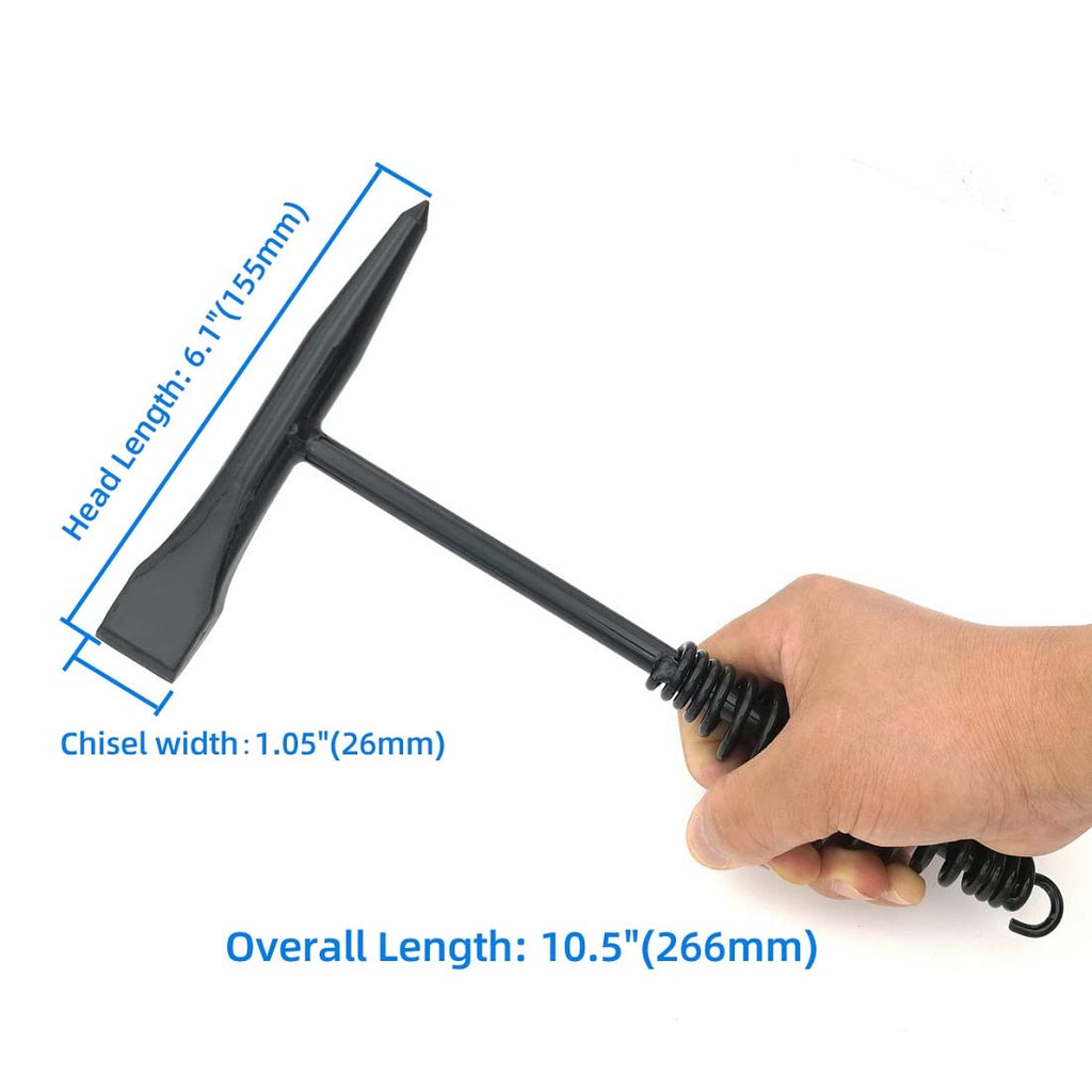 Welding Chipping Hammer with Coil Spring Handle,10.5",Cone and Vertical Chisel/ 10" Wire Brush(Yellow), VASTOOLS Chipping Hammer