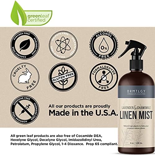 DRMTLGY Natural Linen and Room Spray Set - Pillow Spray, Linen Mist, & Fabric Spray 2 Pack - Lavender Chamomile & Green Tea