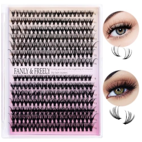 Lash Clusters 280Pcs Cluster Lashes 30D 40D D Curl False Eyelashes Mix9-16mm Eyelash Clusters Individual Cat Eye Lashes Clusters for DIY Cluster Eyelash Extensions at Home (30D+40D-0.07D-9-16MIX)
