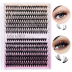Lash Clusters 280Pcs Cluster Lashes 30D 40D D Curl False Eyelashes Mix9-16mm Eyelash Clusters Individual Cat Eye Lashes Clusters for DIY Cluster Eyelash Extensions at Home (30D+40D-0.07D-9-16MIX)