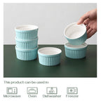 DOWAN 4 oz Ramekins - Ramekins for Creme Brulee Porcelain Ramekins Oven Safe, Classic Style Ramekins for Baking Souffle Ramekins Ramekins Bowls, Set of 6, Blue