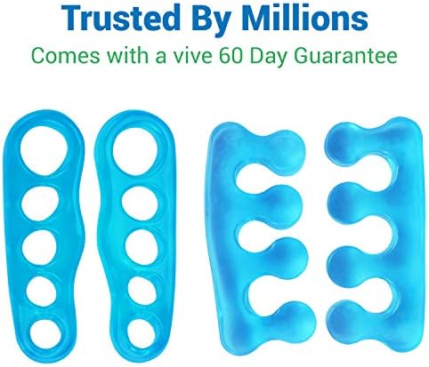 VIVEsole Toe Separators for Men & Women Medium (2 Pairs) - Silicone Gel Spreaders - Therapeutic Spa Stretchers for Plantar Fasciitis, Bunions, Overlapping Hammer Toe Spacers - Metatarsal Yoga Cushion